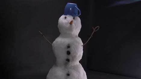 Melting-snowman-with-torch,-no-mercy-for-the-snowman
