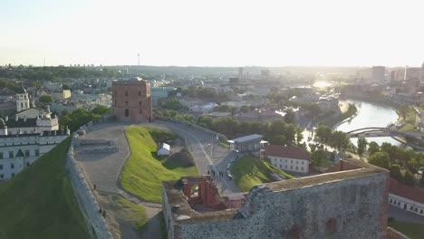Aerial-view-of-Gediminas-Castle-Tower-and-city-center