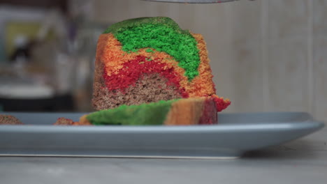 Footage-Of-Hand-Cutting-Slices-Of-Cake-With-A-Knife