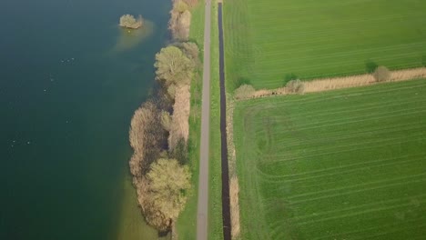 Lake,pathway-and-field-drone-footage-in-30-fps