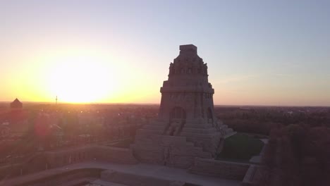 Aerial-of-Monument-of-the-Battle-of-Nations-during-sunrise