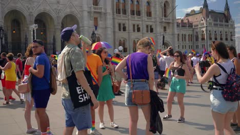 Colorful-people-getting-ready-to-march-in-the-Budapest-Pride-infront-of-the-Parliament