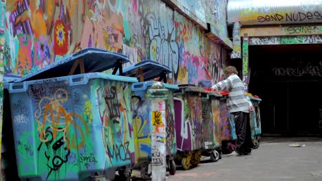 Graffiti-An-Der-Wand,-Straßensprühgrafik-In-Der-Hosier-Lane-Melbourne-Cbd
