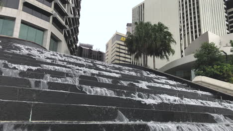 Brisbane-City-Steps-Waterfall,-Water-Feature,-slo-mo
