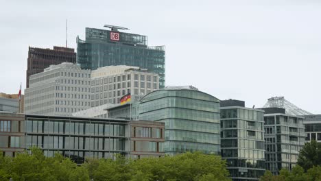 Skyline-of-Potsdamer-Platz-a-Famous-Square-with-Skyscrapers-in-Berlin