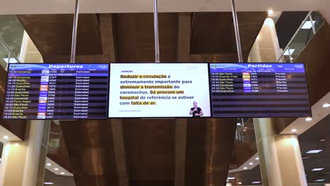 Departure-schedule-information-board-at-Santos-Dumont-city-airport-of-domestic-flights-with-instructions-regarding-COVID-19-virus-outbreak-mainly-using-a-face-mask-at-all-time