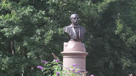 A-close-up-shot-of-the-drinking-fountain-statue-of-Dr-James-Wilson