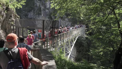 People-standing-in-line-for-famous-queen-marry-bridge-at-Neuschwanstein-Castle