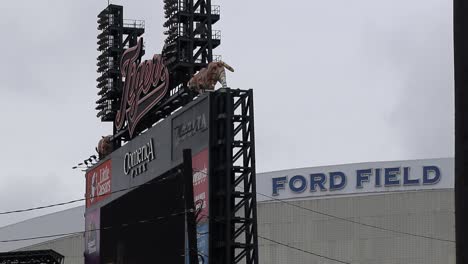 Only-grey-clouds-move-in-static-shot-of-Comerica-Park-and-Ford-Field