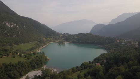 Aerial-view-of-Tenno-lake,-Trentino,-North-Italy