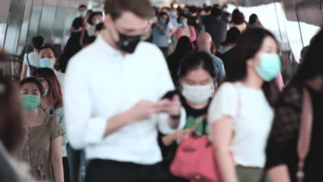 Hong-Kong---October-24,-2020:-Unrecognized-people-wearing-medical-face-masks-in-Hong-Kong