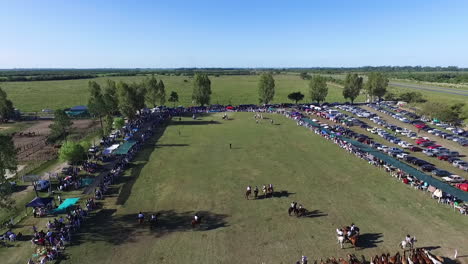 Aerial-View-of-Traditional-Horse-Dressage-and-Equestrian-Fiesta-Event,-Santa-Fe-Province,-Argentina
