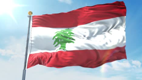 4k-3D-Illustration-of-the-waving-flag-on-a-pole-of-country-Lebanon