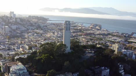 Aerial:-Beautiful-cityscape-and-Coit-tower-view-part-06,-drone-view