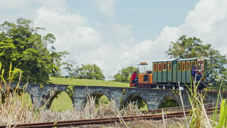Shot-of-old-fashioned-train-going-up-the-hill-in-Arenal-national-park-in-Costa-Rica
