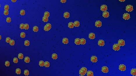 Virus-cells-floating-in-a-blue-liquid-background