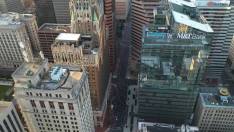 Black-Lives-Matter-Protesting-March-in-Downtown-Baltimore-Street,-Drone-Aerial-View