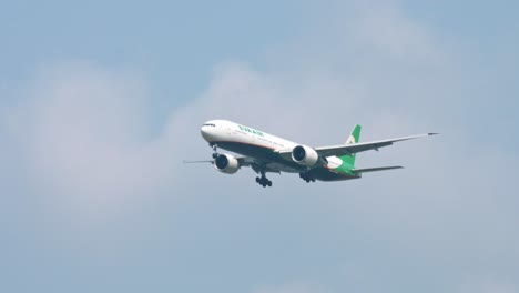 EVA-Air-Boeing-777-35E-B-16729-approaching-before-landing-to-Suvarnabhumi-airport-in-Bangkok-at-Thailand