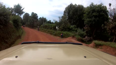 Car-first-person-view-timelapse-along-precarious-narrow-mountain-roads-in-Rwanda