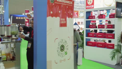 View-of-the-booths-at-Health-products-exhibition-in-Guangzhou,-China-during-COVID-19-Pandemic