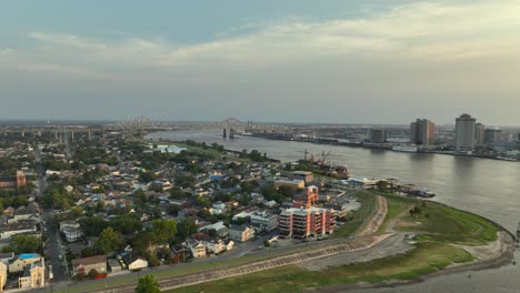 Aerial-view-of-Algiers-Point-in-New-Orleans,-Louisiana