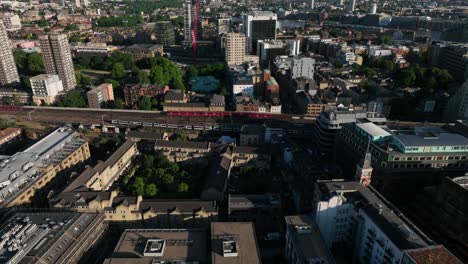 Aerial-drone-view-of-transportation-train-in-London