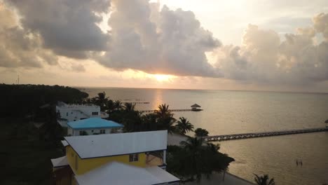 Belize-Coastline-Sunrise-Ocean-Drone-Shot