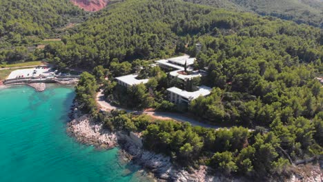 Exotic-Real-Estate-House-on-Adriatic-Sea-Ocean-Coast-in-Croatia---Aerial