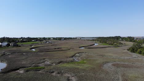tybee-island-marsh-land-horse-pen-creek-river-grass-aerial-drone