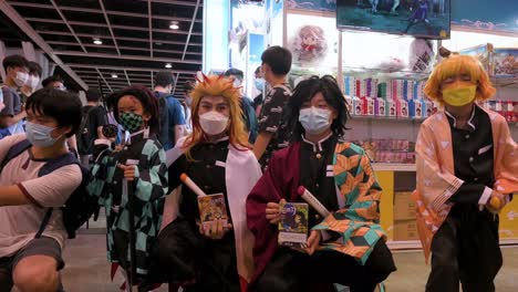 Youg-participants-dressed-up-as-cosplayers-are-seen-at-the-Anicom-and-Games-ACGHK-exhibition-event-in-Hong-Kong