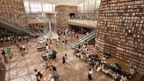 Top-down-view-of-people-crowd-visiting-famous-Starfield-Library-in-Coex-Mall