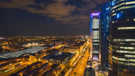 Views-from-the-Torre-Espacio,-Madrid-four-towers