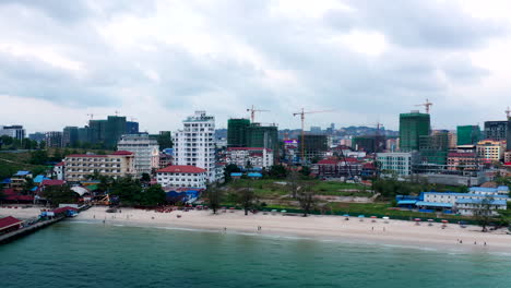 Aerial-drone-footage-showing-a-panoramic-view-of-Sihanoukville-in-Cambodia