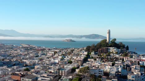 Aerial:-Beautiful-cityscape-and-Coit-tower-view-part-11,-drone-view