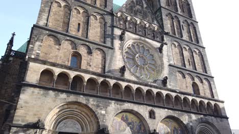 A-view-up-to-the-old-historic-Bremen-Cathedral-in-Germany