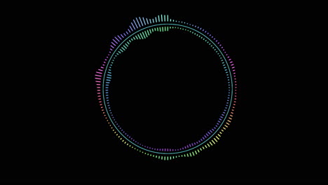 Colorful-Music-Studio-Audio-Mixer-Showing-Audio-Waves-Or-Sound-Frequency-in-colorful-circle-on-black-background