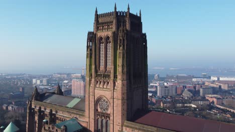 Liverpool-Anglican-cathedral-historical-gothic-landmark-aerial-building-famous-city-skyline-orbit-left