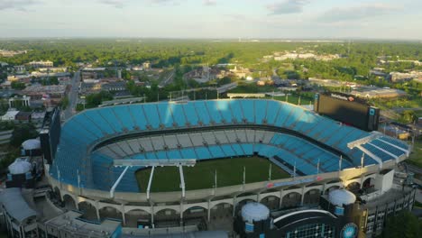 Bank-of-American-Stadium,-Home-of-the-Carolina-Panthers-Football-Team-and-Charlotte-FC,-Aerial-Reveal