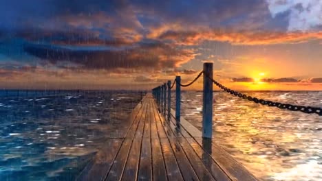 Conceptual-Animation-video-of-a-railing-with-one-side-stormy-weather-and-another-side-is-bright-sunny-day-video