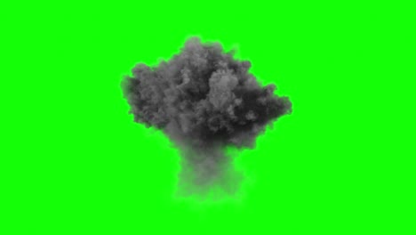 Large-Scale-Explosion-with-fiery-Fireball-and-large-billows-of-Smoke-which-dissipate-quickly-on-Greenscreen