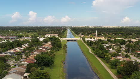 An-aerial-view-of-a-long-canal-which-stretches-out-to-the-horizon-on-a-beautiful-day