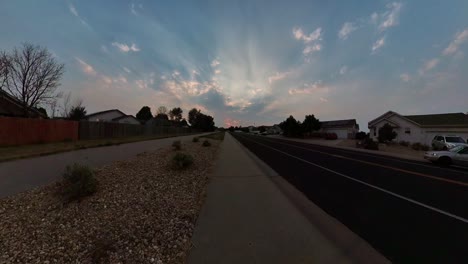 A-wide-angle-sunset-in-a-neighborhood-during-a-peaceful-evening