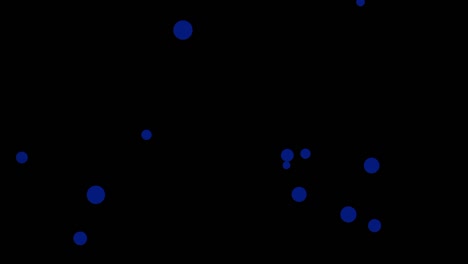 Digital-animation-of-small-blue-circles-representing-bubbles,-moving-in-space,-isolated-on-black-background