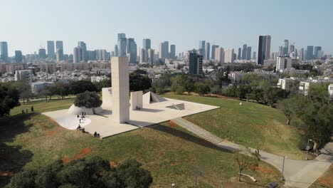 Aerial-view-around-the-Edith-Wolfson-Park,-in-sunny-Tel-Aviv,-Israel---orbit,-drone-shot