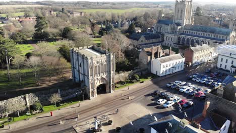 Drone-footage-of-the-Abbey-gate-which-is-a-historical-monument-and-an-entrance-to-the-Abbey-Gardens