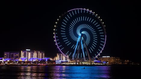 Tallest-Ferris-wheel-in-the-world,-light-show-on-Ain-Dubai-at-night