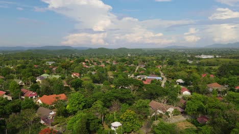 Village-aerial-view,-Muak-Klek,-Saraburi,-Thailand