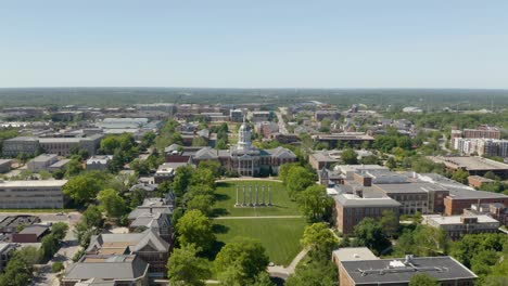 Aerial-Flight-Above-University-of-Missouri-College-Campus---Beautiful-Summer-Day