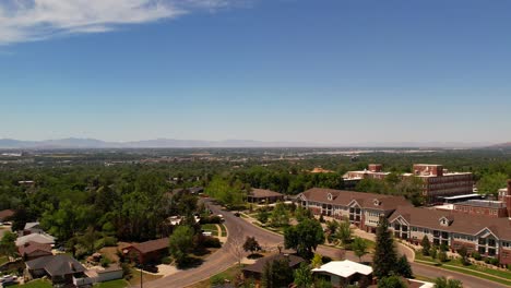 A-drone-floating-over-the-suburbs-and-a-hospital-in-the-middle-of-Odgen-Utah