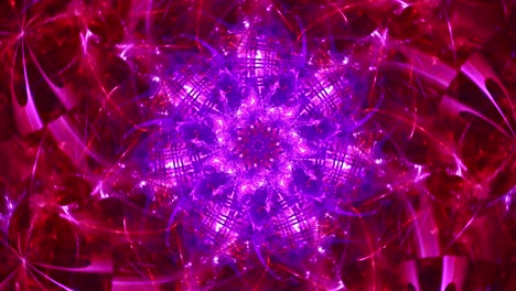 Abstrakter-Kaleidoskop-Fraktal-Hintergrund---Antimaterie-Lila-Trance---Nahtlos-Schleifende-Kosmische,-Portalspirituelle-Reise-Und-Mystische-Muster